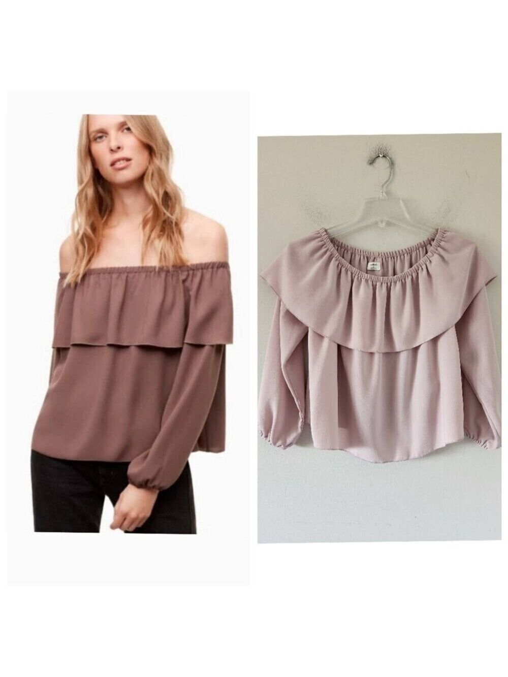 ARITZIA | Wilfred Morel Blouse Top Off Shoulder Pink Sz XS